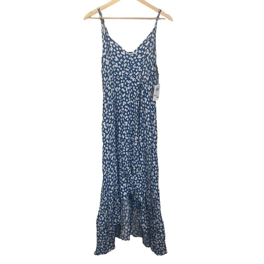 Pacific Vibes Women XXL Blue Floral Sundress Empire Waist Sleeveless Dress NWT